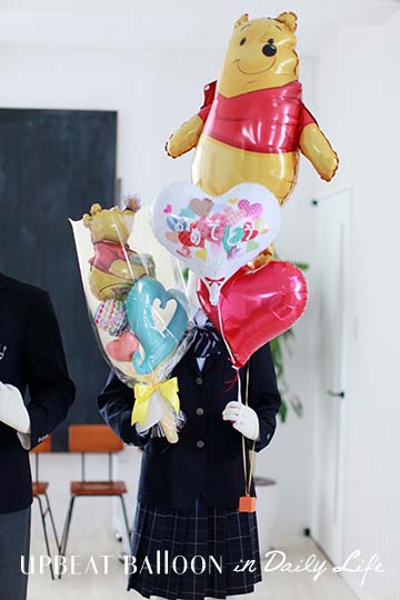【入園・卒園・入学・卒業】プーさんと一緒にハートバルーン花束　BIG