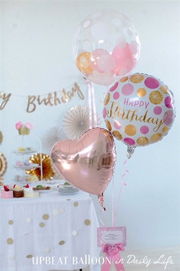 【誕生日 バルーン】Little Birthday Pink＆Gold/メッセージが選べる9種