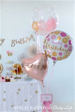 【14】【誕生日 バルーン】Little Birthday Pink＆Gold/メッセージが選べる9種