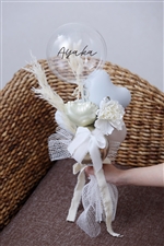 【A-N】【名入れ】バルーンと花のお祝い花束★CL-3 ホワイトゴールド  業式、謝恩会、歓送迎におすすめ！